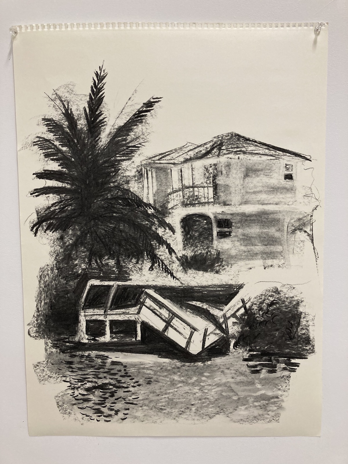 Vacation (2020), charcoal on paper