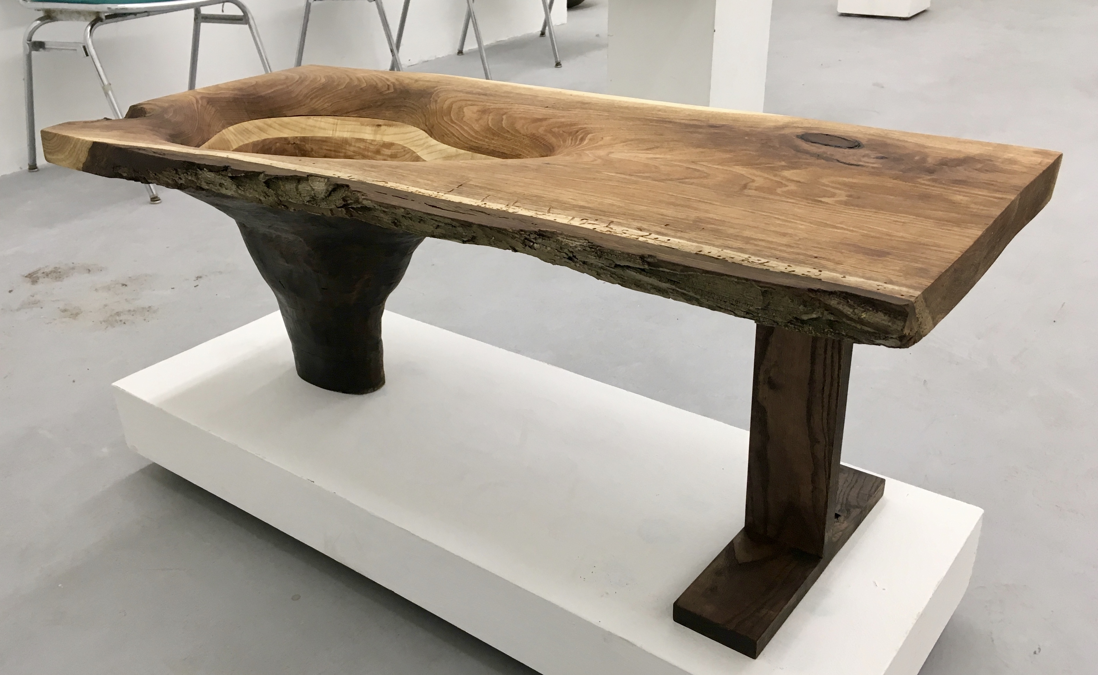 Depth (2018). Ash base, walnut top, and sand.